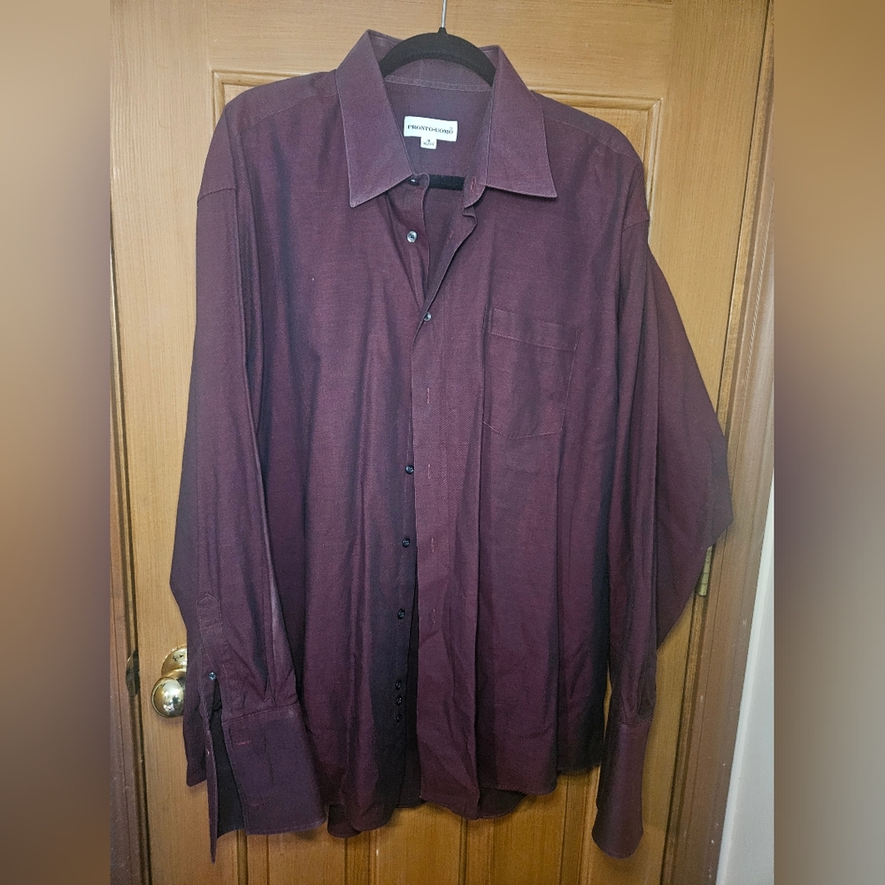 Men's Burgundy Button-Up Shirt